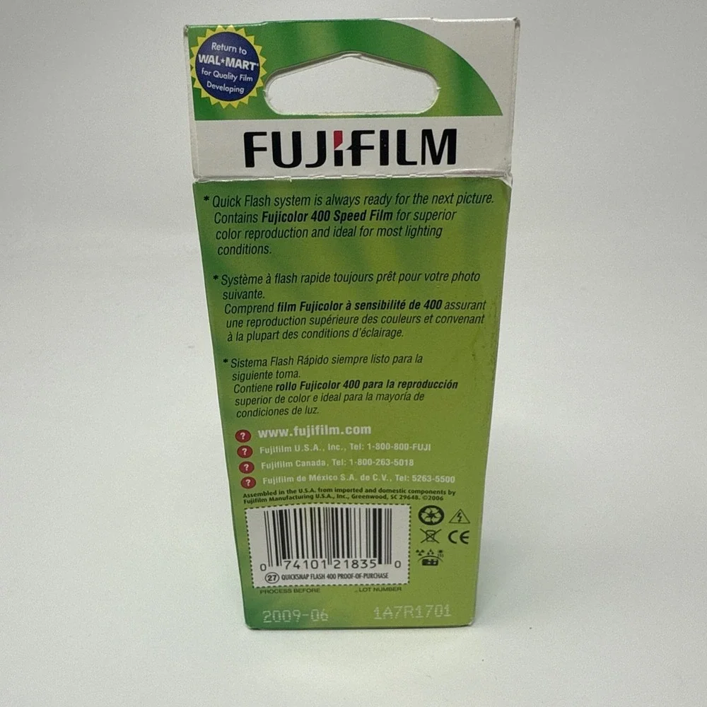 Fujifilm 27 Exp QuickSnap Flash 400 Camera NEW NIB! Exp 06/2009 NOS